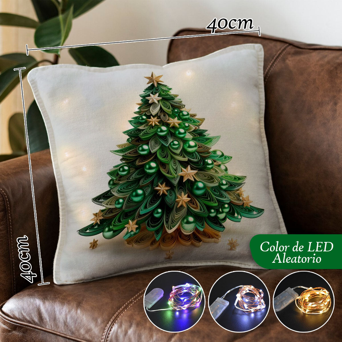 🎄 Set Fundas Navideñas con Luces LED X 3 lleva 1 GRATIS 🎄