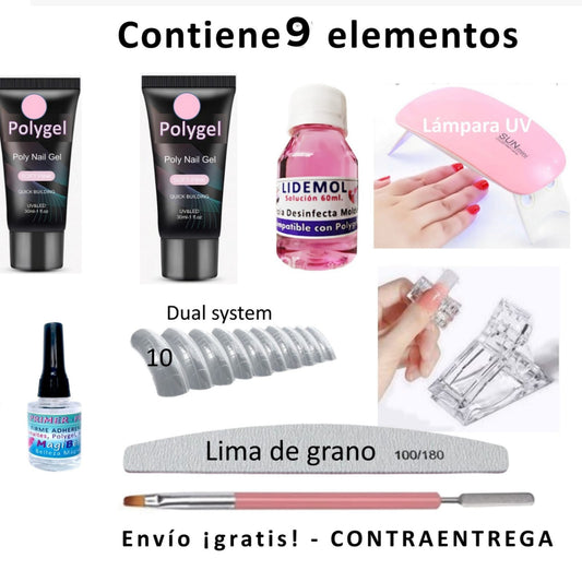 NUEVO KIT POLYGEL 9 ELEMENTOS💅